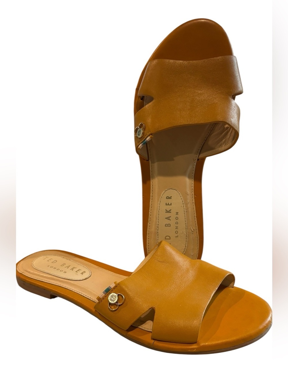 Ted Baker London- Leather slides. Shoes, Sandles. Size EU 38 US 8. Tan